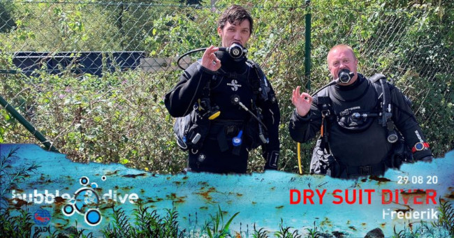 Proficiat Frederik! Dry Suit Diver bij Bubble and Dive