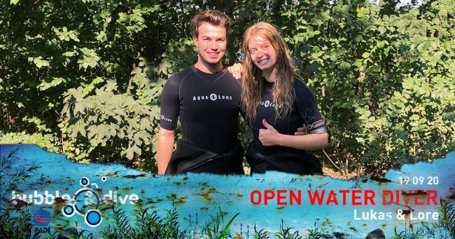 Proficiat Lukas en Lore! Open Water Divers bij Bubble and Dive