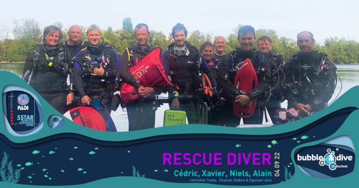Proficiat Cédric, Xavier, Niels en Alain! PADI Rescue Divers