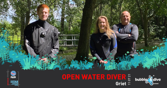 Proficiat Frederik met het behalen van je PADI Advanced Open Water Diver brevet Open Water Diver Griet