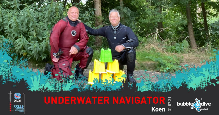 Proficiat Frederik met het behalen van je PADI Advanced Open Water Diver brevet Underwater Navigator Koen DS