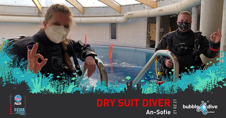 Proficiat An-Sofie! Dry Suit Diver bij Bubble and Dive