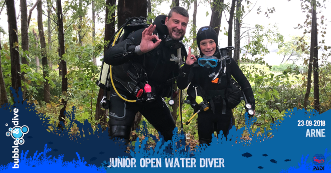 Proficiat Arne met het behalen van je PADI Junior Open Water Diver brevet!