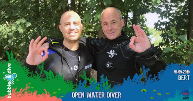Proficiat Bert met het behalen van je PADI Open Water Diver brevet!