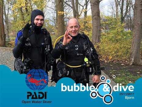 Proficiat Bjorn met het behalen van je PADI Open Water Diver brevet in Gent!