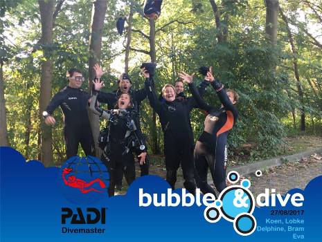 Proficiat aan Bram, Delphine, Eva, Koen en Lobke met het afronden van hun PADI Divemaster opleiding bij Bubble and Dive in Gent!