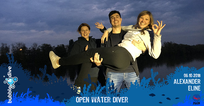 Proficiat Eline en Alexander met het behalen van jullie PADI Open Water Diver brevet!