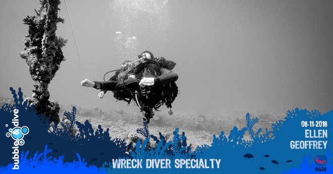 Proficiat Ellen en Geoffrey met het behalen van jullie PADI Wreck Diver Specialty brevet!