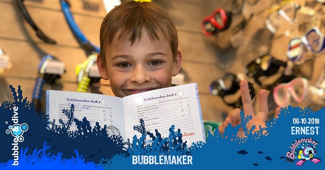 Proficiat Ernest met het behalen van je PADI Bubblemaker brevet!