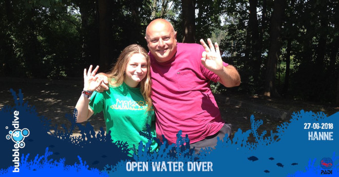 Proficiat Hanne met het behalen van je PADI Open Water Diver brevet!