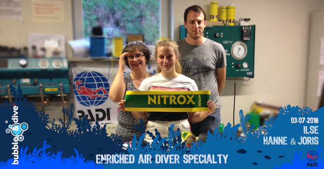 Proficiat Ilse, Hanne en Joris met het behalen van jullie Nitrox brevet!