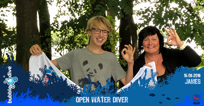 Proficiat James met het behalen van je PADI Open Water Diver brevet!