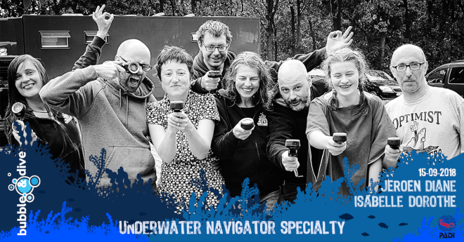 Proficiat Isabelle, Diane, Dorothée en Jeroen met het behalen van jullie PADI Underwater Navigator Specialty brevet!