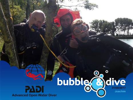 Proficiat Joachim met het behalen van je PADI Advanced Open Water Diver brevet in onze duikschool in Gent!