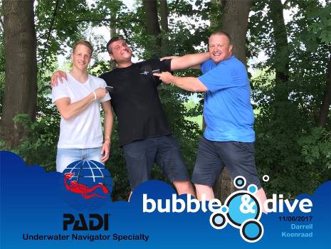 Proficiat Koen en Darrell met het behalen van jullie PADI Underwater Navigator Specialty brevet in onze duikschool in Gent!