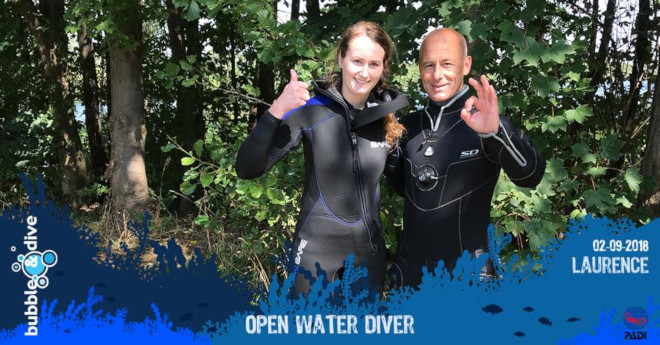 Proficiat Laurence met het behalen van je PADI Open Water Diver brevet!