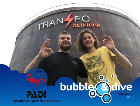 Proficiat Miro met het behalen van jou PADI Advanced Open Water Diver brevet in onze duikschool in Gent!