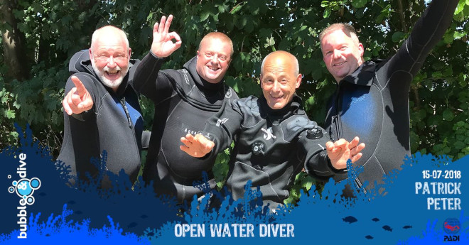 Proficiat Patrick en Peter met het behalen van jullie Open Water Diver brevet!
