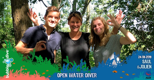 Proficiat Saul en Jolien met het behalen van jullie PADI Open Water Diver brevet!