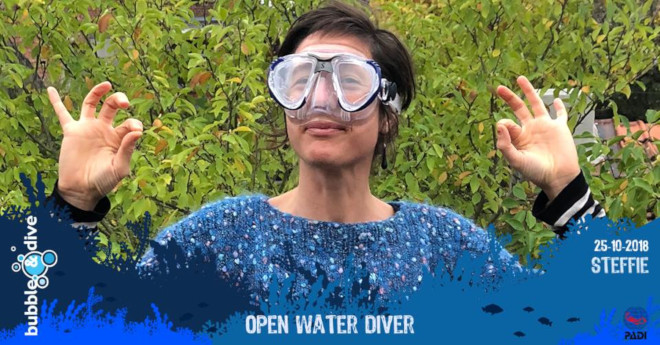 Proficiat Steffie met het behalen van je PADI Open Water Diver brevet!
