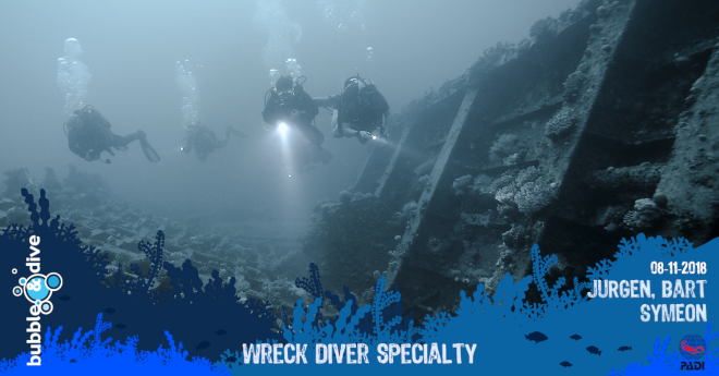 Proficiat Syméon, Jurgen en Bart met het behalen van jullie PADI Wreck Diver Specialty brevet!