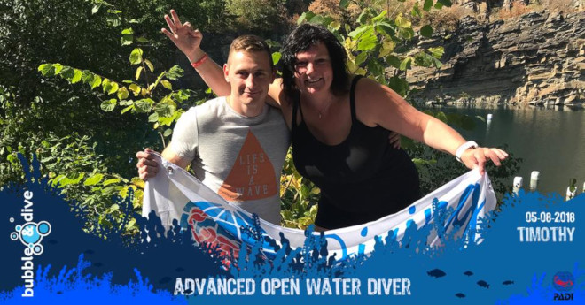 Proficiat Timothy met het behalen van je PADI Advanced Open Water Diver brevet!