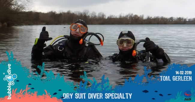 Proficiat Gerleen en Tom met het behalen van jullie PADI Dry Suit diver brevet!